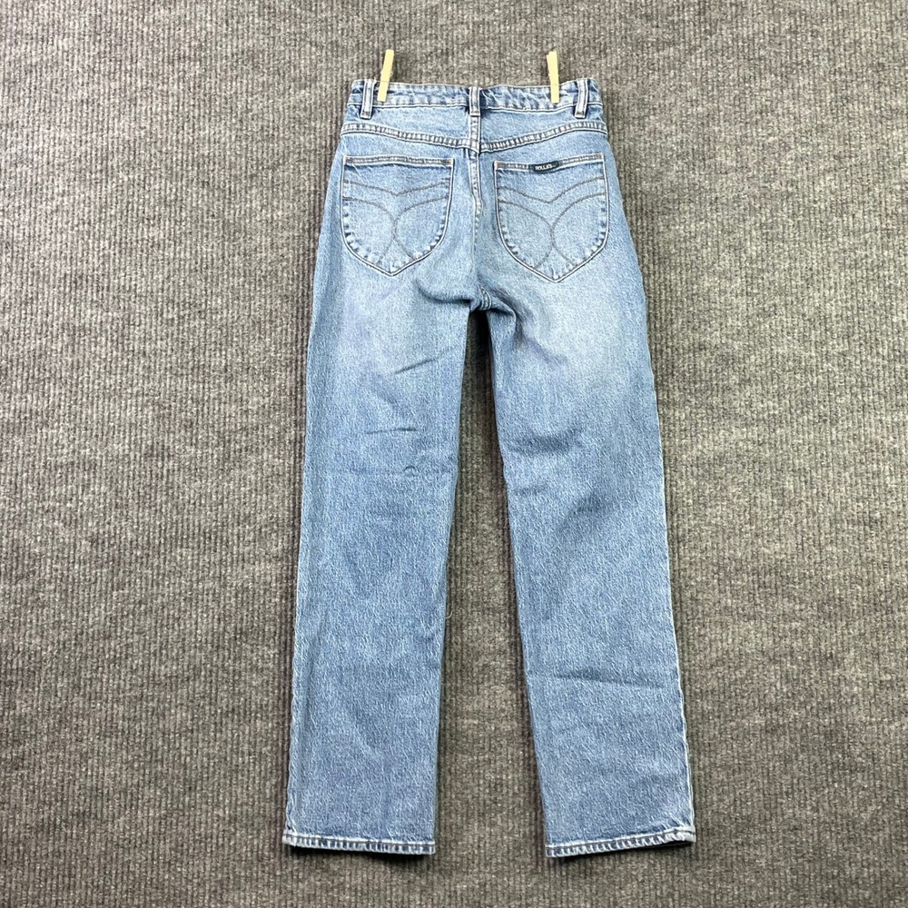 Rolla's Original High Rise Straight Jeans Womens 26 Blue Whisker Denim Academia - Picture 2 of 13